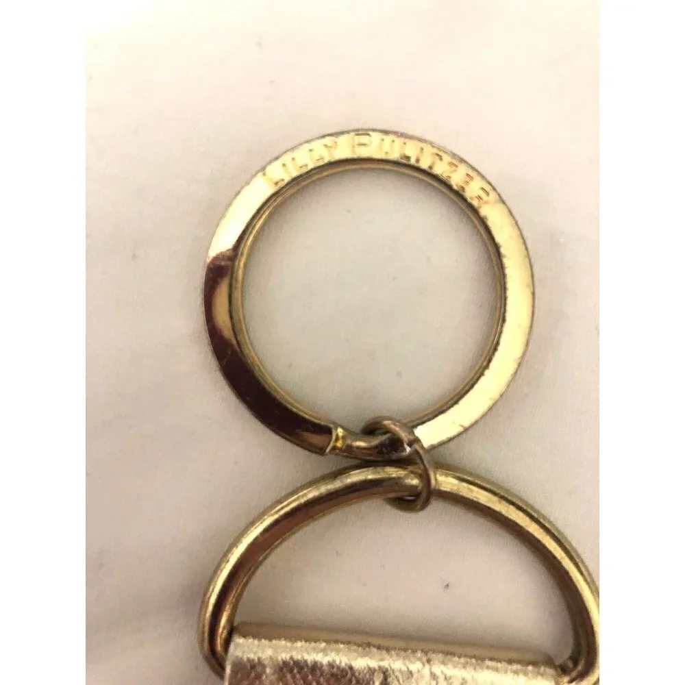 Lilly Pulitzer Wild Confetti Key Fob Ring Gold Pink Multi Color Metallic